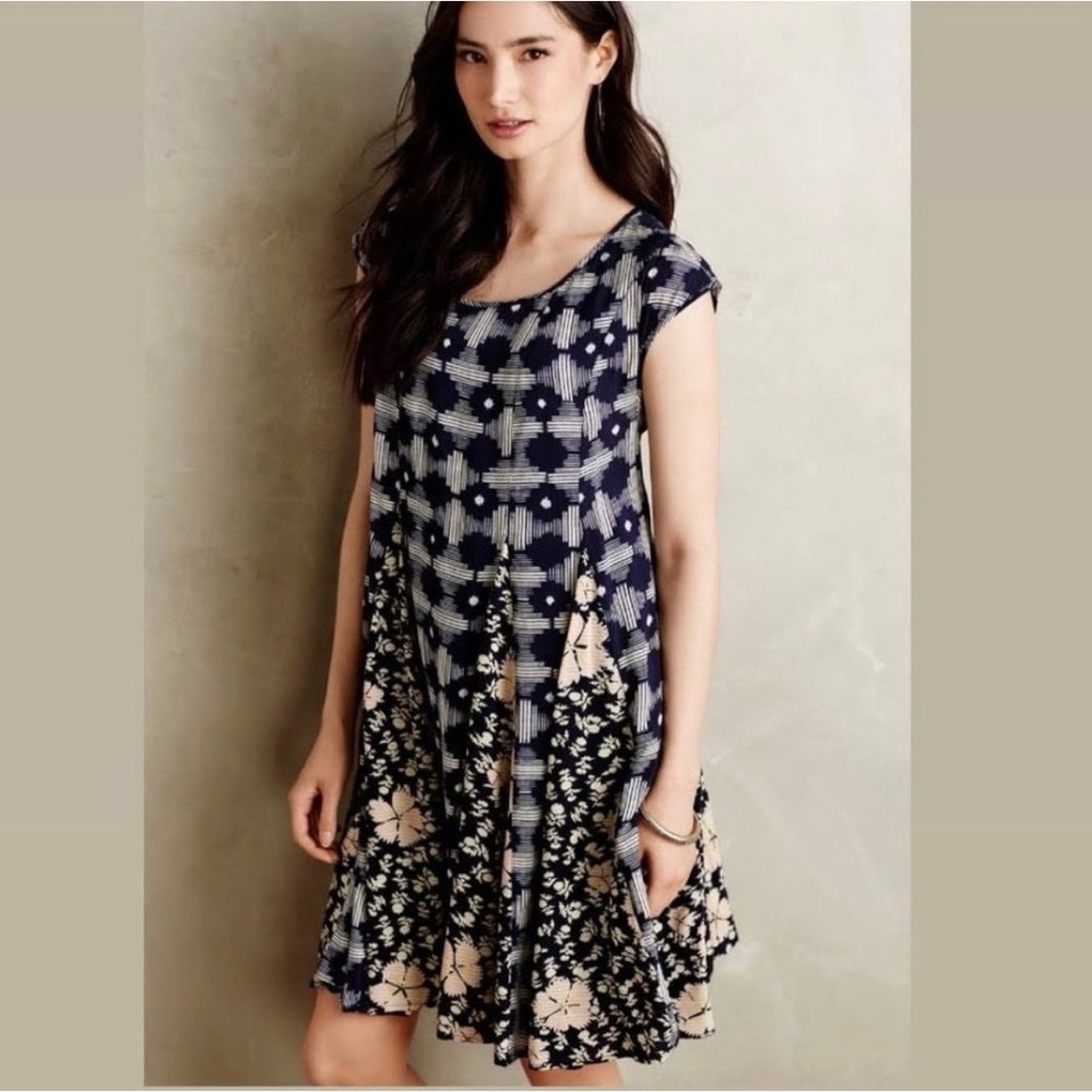 Anthropologie Maeve Indiga Corset Lace Up Swing Dress size x small